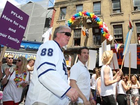 Then-Toronto Maple Leafs President Brian Burke took part in the Toronto Pride parade July 3, 2011.