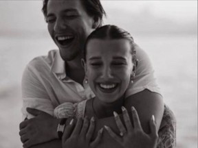 An image posted by Millie Bobby Brown to Instagram on April 11, 2023 in announcing her engagement.