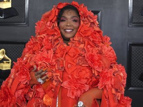 Lizzo arrives at the 65th annual Grammy Awards on Feb. 5, 2023, in Los Angeles.