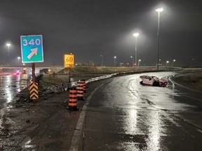 The OPP is looking for a driver after a fatal hit-and-run on Hwy. 401, near Mavis Rd., on April 22, 2023.