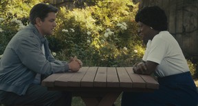 Matt Damon and Viola Davis in a scene from Air.