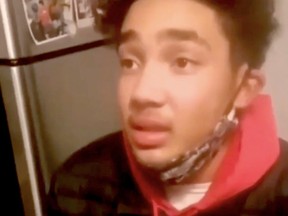 What appears to be Isaiah Leopold Roach, the 16-year-old boy from the West Island who was the victim of a homicide, in a video posted on Instagram that appears to show Isaiah apologizing for "snitching."