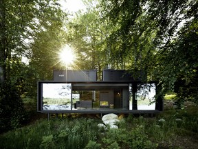 The cabin seen here is called The Vipp Shelter, and is discreetly nestled, lakeside, in a Swedish forest.