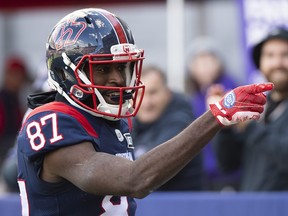 Montreal Alouettes' Eugene Lewis celebrates.