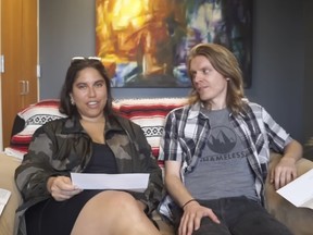 This screenshot of a YouTube interview on April 22, 2023, from user Malcolm Davon Smith, shows former Houghton University employees Raegan Zelaya, left, and Shua Wilmot after they were fired from the school.