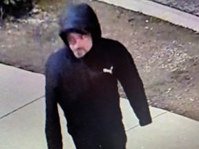 An image released by Toronto Police of a suspect in the alleged assault of a woman May 1, 2023 in the East Liberty Street and Strachan Avenue area.