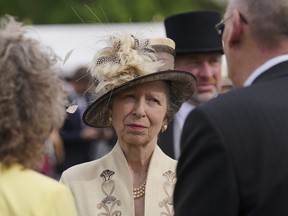 Britain's Princess Anne attends a garden party at Buckingham Palace, London, Tuesday May 9, 2023, in celebration of the coronation of King Charles III.