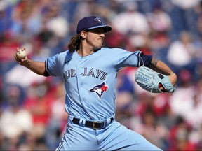 Blue Jays' Kevin Gausman delivers during the first inning against the Phillies, Wednesday, May 10, 2023, in Philadelphia.