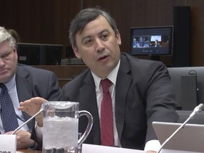 Framegrab of Conservative MP Michael Chong in a House of Commons meeting about why Chinese diplomat Cong Peiwu has not been kicked out of the country in nrealtion to foreigh interference on May 4, 2023.
