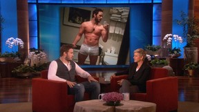 Chris Pratt shows off his buff physique on the Ellen DeGeneres Show.