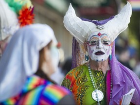 The Sisters of Perpetual Indulgence attend a Pride weekend event in the heart of the Davie Street Village in Vancouver in July 29 2016.