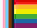 LGBTQI+ Pride Flag with colours to include people of colour and the trans community.