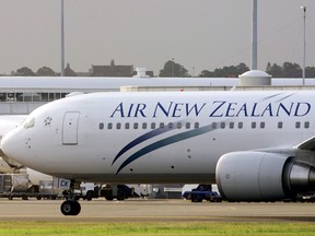 An Air New Zealand passenger jet taxis