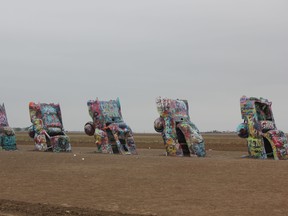 Cadillac Ranch in Amarillo is a quirky, colourful art installation.