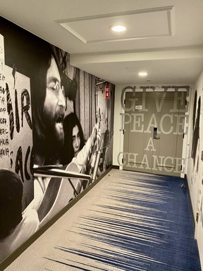 The hallway outside Suite 1742 at Fairmont The Queen Elizabeth Hotel commemorates the 1969 Bed-in for Peace. CYNTHIA MCLEOD/TORONTO SUN