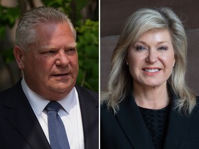 Ontario Premier Doug Ford, left, and new Liberal Leader Bonnie Crombie.