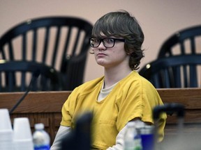 Jesse Osborne waits for a ruling at the Anderson County Courthouse, Feb. 16, 2018, in Anderson, S.C.. Osborne, a school shooter serving a life sentence without parole for killing a first grader on a South Carolina playground when he was 14, is asking a judge to lessen his sentence so he can eventually get out of prison.