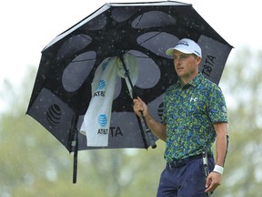 Jordan Spieth of the United States walks from the fourth tee during the second round of the 2023 PGA Championship