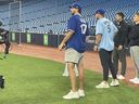Buffalo Bills quarterback made an appearance at Blue Jays batting practice on Monday, and he liked what he saw.