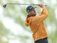 Michael Block, PGA of America Club Professional, plays his shot from the 16th tee during the second round of the 2023 PGA Championship at Oak Hill Country Club in Rochester, N.Y., Friday, May 19, 2023.