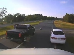 Dashcam footage of an impending crash.