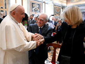 Pope Francis meets with Martin Scorsese and his wife Helen Morri