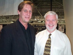 Jim Ralph, left, and Joe Bowen are on the road again to call the Leafs games in Florida against the Panthers. File photo