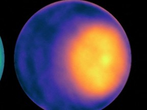 A polar cyclone is seen on Uranus