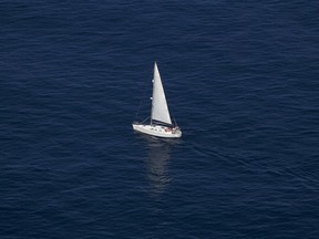 A sailboat sail in the Mediterranean near Gibraltar