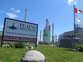 The Plains Midstream plant in Sarnia, Ont., is shown in this file photo.