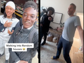 Teens filmed illegally entering a London home and confronting the owner.