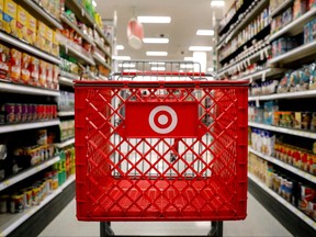A shopping cart is seen in a Target  store in the Brooklyn borough of New York, Nov. 14, 2017.