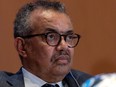 Director-General of the World Health Organization Dr. Tedros Adhanom Ghebreyesus attends the World Health Assembly at the United Nations in Geneva, Switzerland, Sunday, May 21, 2023.