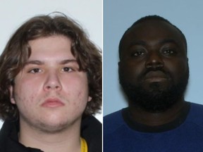 From left, Dylan Albert, 21, and Basil Agyekum, 32, are wanted on two counts of attempted murder and multiple firearm offences.