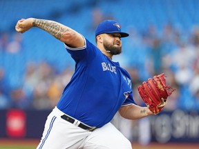 Toronto Blue Jays starting pitcher Alek Manoah throws a pitch against the New York Yankees during the first inning at Rogers Centre in Toronto, May 15, 2023.