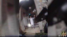 Omar Gutierrez is pictured in a cat costume in police bodycam footage