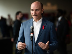Minister of Health Jean-Yves Duclos speaks to reporters on the sidelines of the Liberal Convention in Ottawa, on Friday, May 5, 2023.