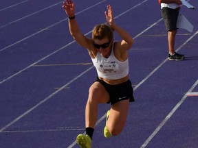 Caroline Ehrhardt set the Canadian women's triple jump record of 14.03 metres on Sunday in London, Ont.