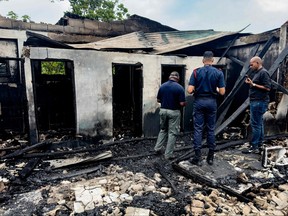 The scene of a deadly school dormitory fire in Guyana