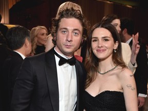Jeremy Allen White and Addison Timlin at Golden Globes in January 2023.