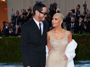 Pete Davidson and Kim Kardashian are seen on the Met Gala red carpet in May 2022