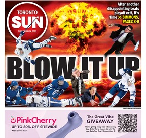 The Toronto Sun’s May 13 print cover called for the Maple Leafs to do something drastic after another disappointing post-season.