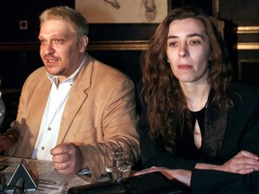 Club L'Orage owner Jean-Paul Labaye and his assistant, Mapie, speak to reporters at a news conference in Montreal Thursday, Jan. 13, 2000.