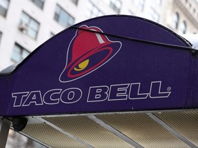 The logo of Taco Bell, a subsidiary of Yum! Brands, Inc. is seen on a store in Manhattan, New York City, U.S., February 7, 2022.