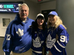 Ryan"O'Reilly's parents Brian O'Reilly and wife Bonnie with cousin Kathleen MacDonald in the middle. They were at the Scotiabank Arena three hours before puck drop. Needless to say they are in playoff mode