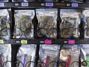Pictured is prepackaged marijuana being sold in a vending machine.