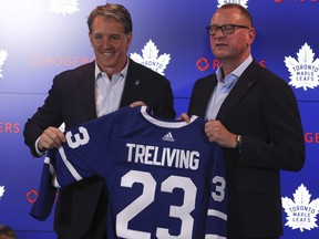 Brendan Shanahan introduces Brad Treliving as the new general manager.