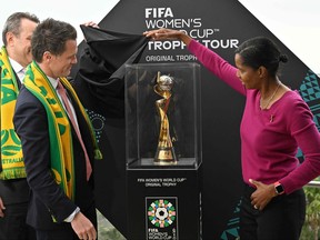 The trophy for the 2023 Women's World Cup.