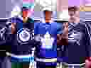 From left: Winnpeg Jets' Patrik Laine, Toronto Maple Leafs' Auston Matthews and Columbus Blue Jackets Pierre-Luc Dubois in 2016.