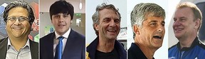 This photo combo shows from left, Shahzada Dawood, Suleman Dawood, Paul-Henry Nargeolet, Stockton Rush, and Hamish Harding